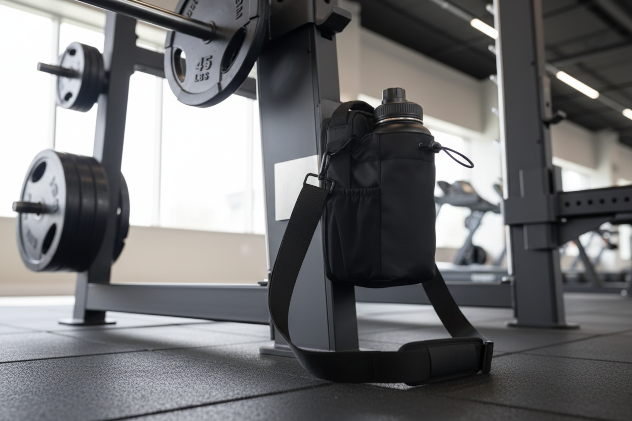 Magnetic water bottle bag - side angle view